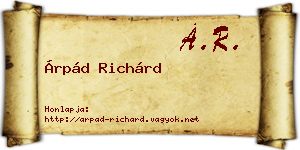 Árpád Richárd névjegykártya